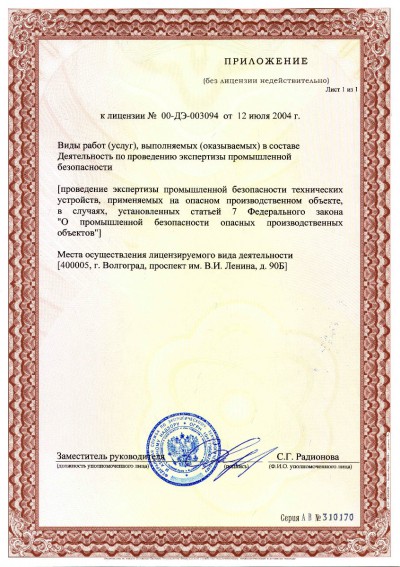 Лицензия на осуществление деятельности по проведению экспертизы промышленной безопасности